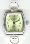1 29x22mm Watch Face Two Loop Rectangle Silver Tone with Light Green Face